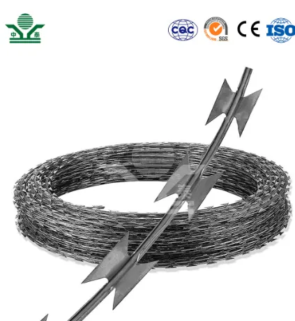 Blade Wire Fencing China Manufacturing 450mm Coil Diameter Flat Wrap Razor Barbed Wire Used for Residential Electric Security Fence